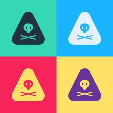 Pop art Triangle warning toxic icon isolated on color background. Vector Illustrazione stock