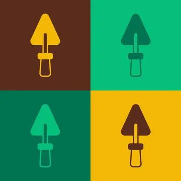 Pop art Trowel icon isolated on color background.  Vector Stock Illustration