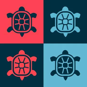 Pop art Turtle icon isolated on color background. Vector Stock Illustration
