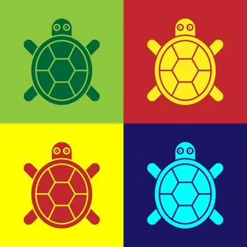 Pop art Turtle icon isolated on color background. Vector. Stock Illustration