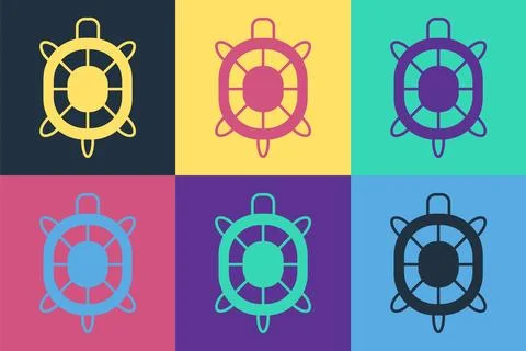 Pop art Turtle icon isolated on color background.  Vector Stock Illustration
