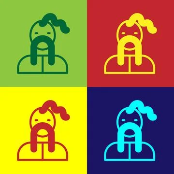 Pop art Ukrainian cossack icon isolated on color background.  Vector Stock Illustration