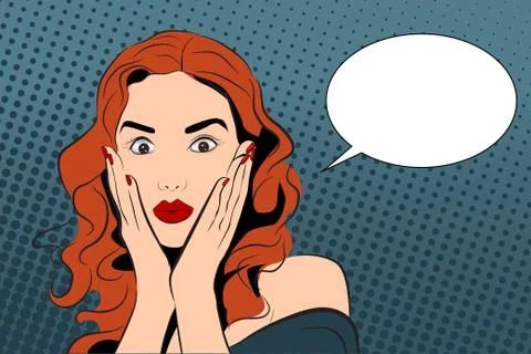 Pop art vector illustration with amazed girl Stock Illustration