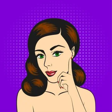 Pop art vector illustration of young woman Illustrazione stock