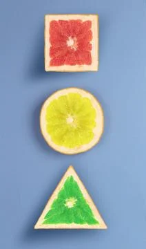 Pop art view various forms of grapefruit Stock Photos