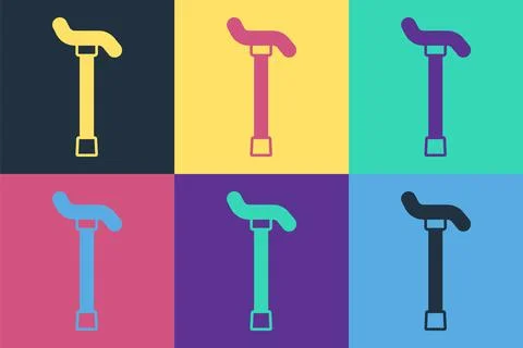 Pop art Walking stick cane icon isolated on color background. Vector Stock Illustration