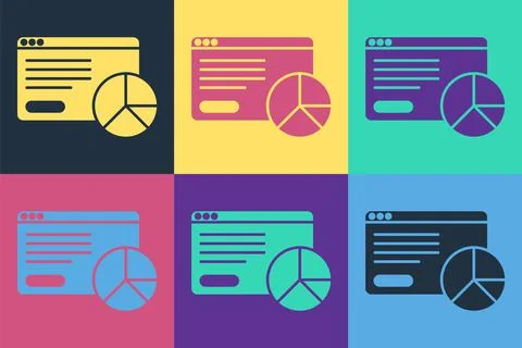 Pop art Web analytics information and development website statistic icon 스톡 일러스트