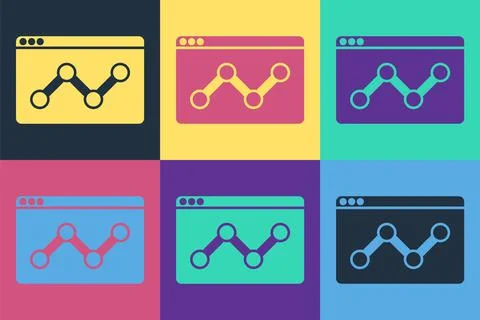 Pop art Web analytics information and development website statistic icon 스톡 일러스트