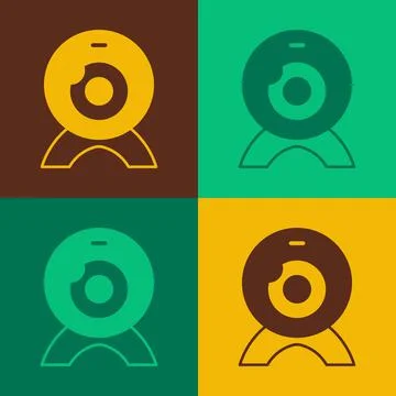 Pop art Web camera icon isolated on color background. Chat camera. Webcam icon Stock Illustration