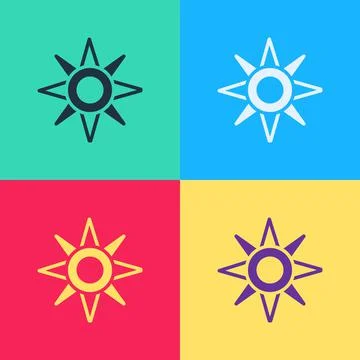Pop art Wind rose icon isolated on color background. Compass icon for travel Stock Illustration