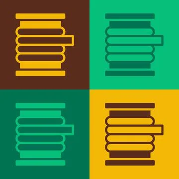 Pop art Wire electric cable on a reel or drum icon isolated on color background Stock Illustration