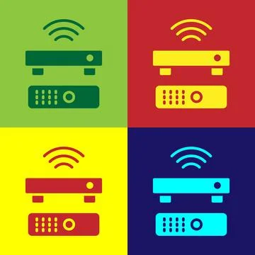 Pop art Wireless multimedia and TV box receiver and player with remote Stock-Illustration
