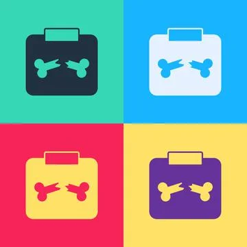 Pop art X-ray shots with broken bone icon isolated on color background. Vector Stock Illustration