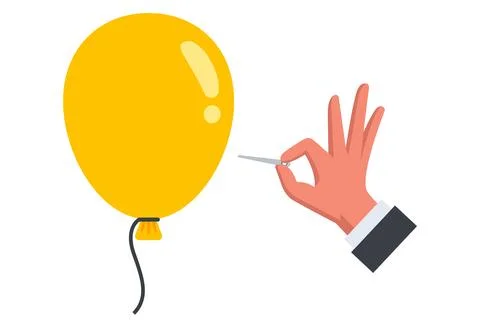 Pop a balloon with a sharp needle. Stock Illustration