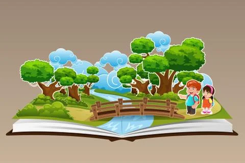 Pop Up Book with a Forest Theme Stock Illustration