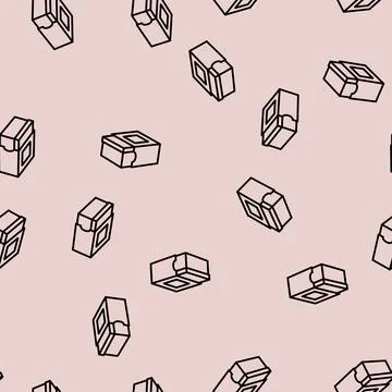 Pop up box cardboard packaging line seamless pattern Stock Illustration
