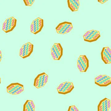 Pop bubble fidget toy isometric icon seamless pattern イラスト素材