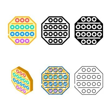 Pop bubble simplified fidget toy color icon vector Stock Illustration