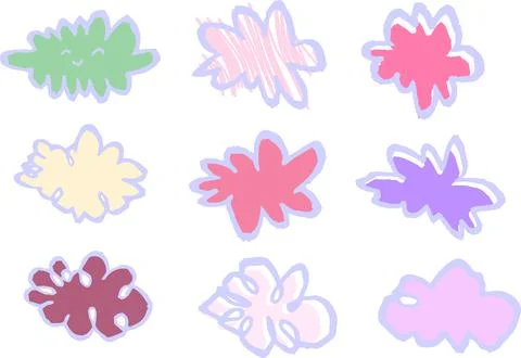 POP Cloud graffiti drawn by a child set Stock Illustration