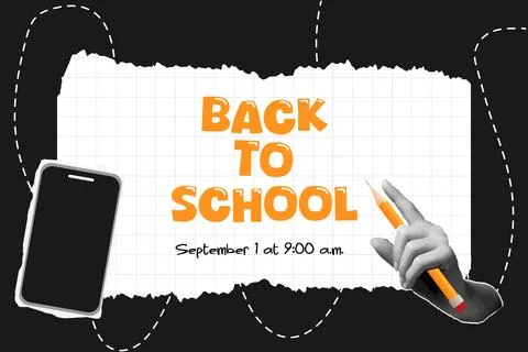 Pop collage halftone, back to school.  Vector illustration. Stock Illustration