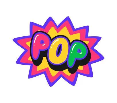 Pop comic effect Y2K groovy sticker or retro print 스톡 일러스트