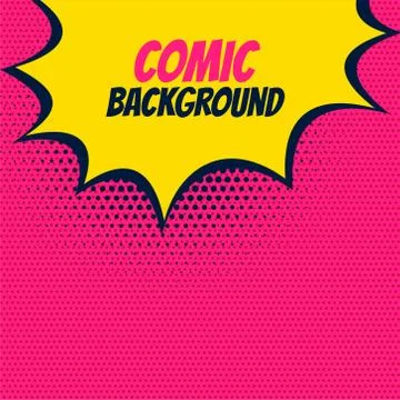 Pop comic pink background with yellow burst bubble Stock Illustration