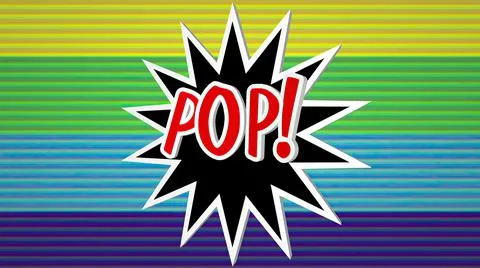 Pop comic pop art text against colorful background Stock Photos