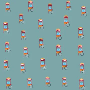 Pop corn cart background pattern Stock Illustration