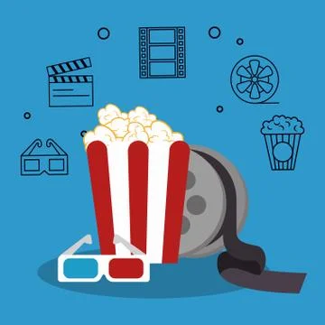 Pop corn cinema enterainment Stockillustratie