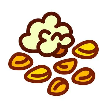 Pop corn kernels colored vector icon illustration Stock Illustration