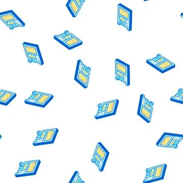 Pop corn machine isometric icon seamless pattern Stock Illustration