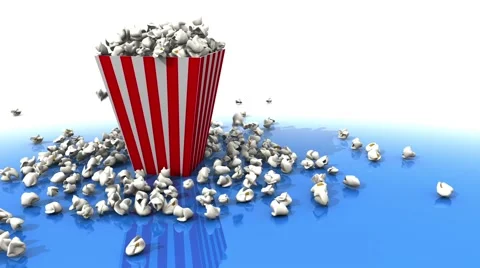 Pop corn pouring out of the box film and movies concept Stock Footage 61833751