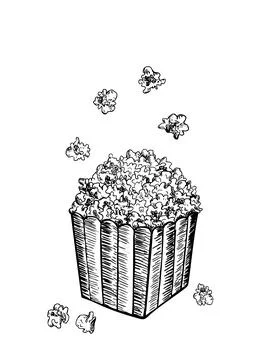 Pop corn sketch vector illustration. Fast food delicious corn icon for Stock Illustration