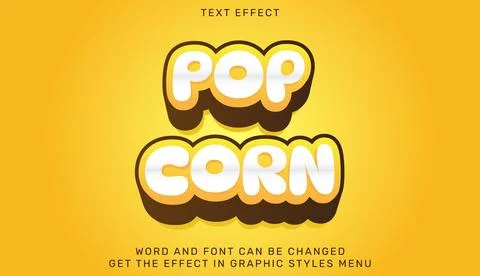 Pop corn text effect template in 3d design Stock Illustration