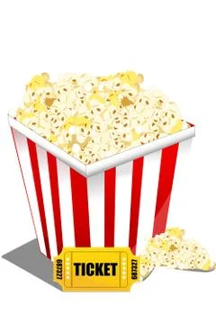 Pop corn with ticket Stock Illustration