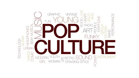Pop culture animated word cloud, text design animation. Kinetic typography. Stock Footage