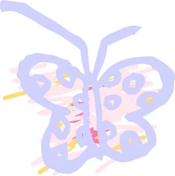 POP Cute butterfly scribble drawn by a child Stock Illustration