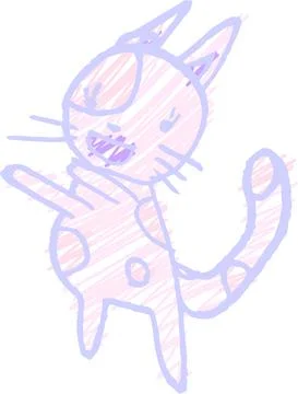 POP Cute cat scribble drawn by a child Stock Illustration