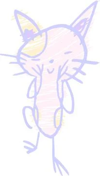 POP Cute cat scribble drawn by a child Stock Illustration