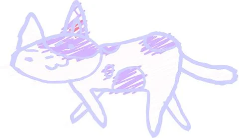 POP Cute cat scribble drawn by a child Stock Illustration