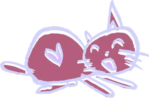 POP Cute cat scribble drawn by a child イラスト素材