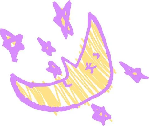 POP Cute moon and star scribbles drawn by children Stock Illustration