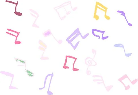 POP Cute musical note scribbles drawn by children set Stock Illustration