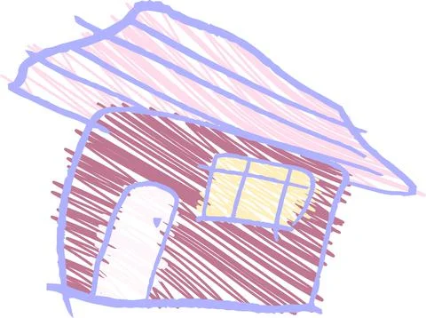 POP Doodle of a cute house drawn by a child set Ilustración de archivo