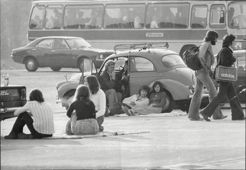 Pop Fans Queue Out On The Steps Of Wembley Stadium For Tickets To The Concert By Stock Photos
