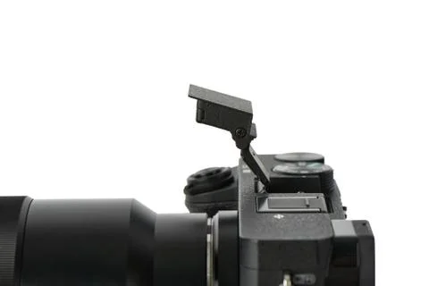 Pop-up flash on a mirrorless camera Stock Photos