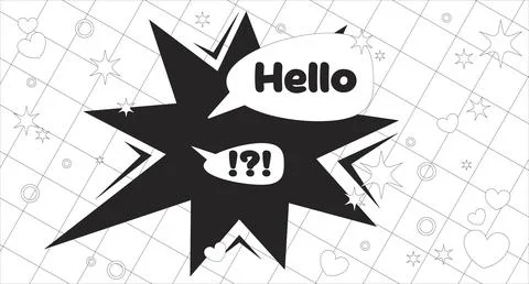 Pop hello message Y2K lo fi line background Stock Illustration