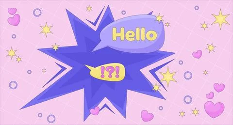 Pop hello message Y2K lofi background Stock Illustration