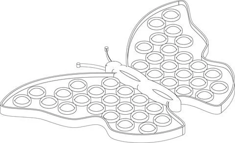 Pop it, Simple Dimple. Black white anti-stress butterfly toy. 3D Stock Illustration