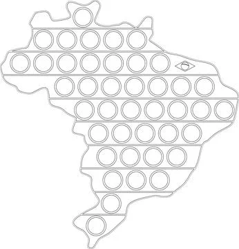 Pop it, Simple Dimple. Black white anti-stress Brazil contur. 2D Stock Illustration